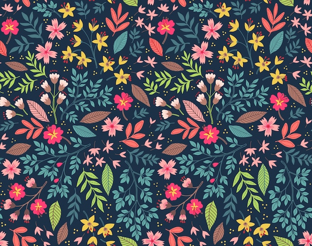 Vector cute floral pattern in the small colorful flowers. seamless vector background.