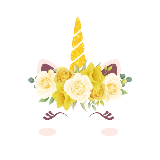 Vector cute floral unicorn