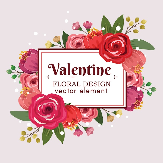 Cute floral valentine design vector element