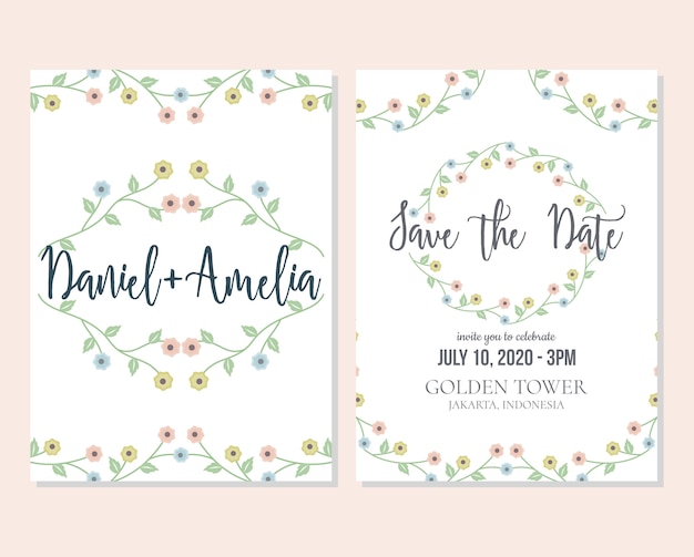 cute floral wedding invitation and rsvp