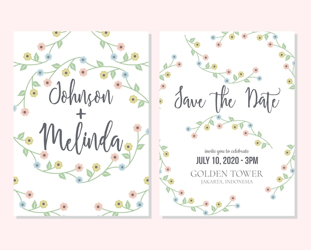 Cute floral wedding invitation