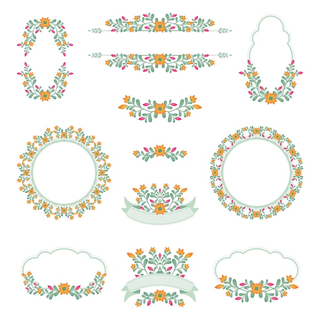 Cute floral wedding logo collection