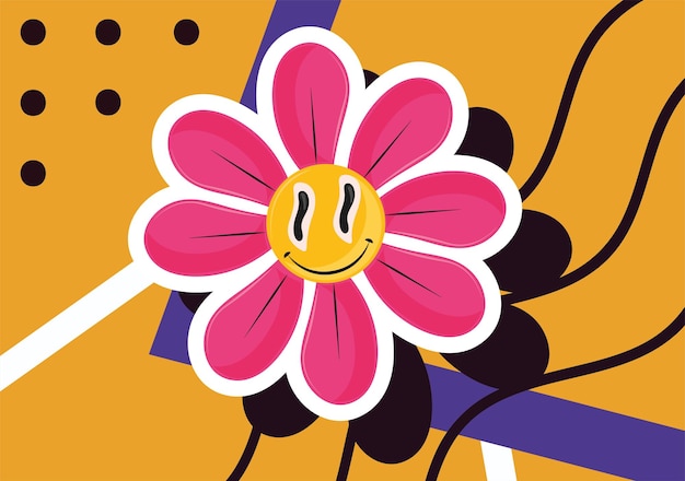 Vector cute flower 90s modern