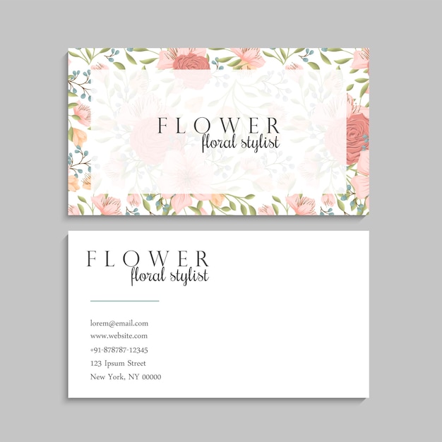 Vector cute flower business cards template