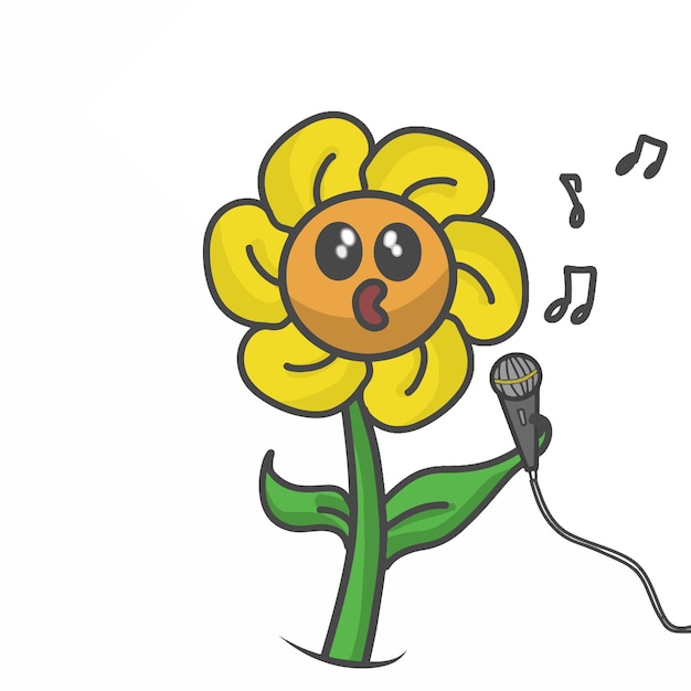 Cute flower character design vector template illustration