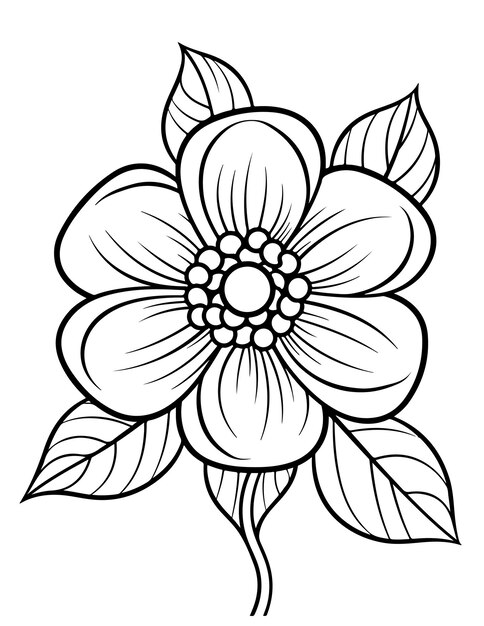 Vector cute flower coloring page bold and easy flower illustration black and white kids and adults