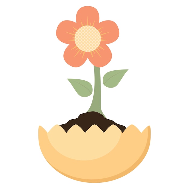 Vector cute flower in egg for easter egg event