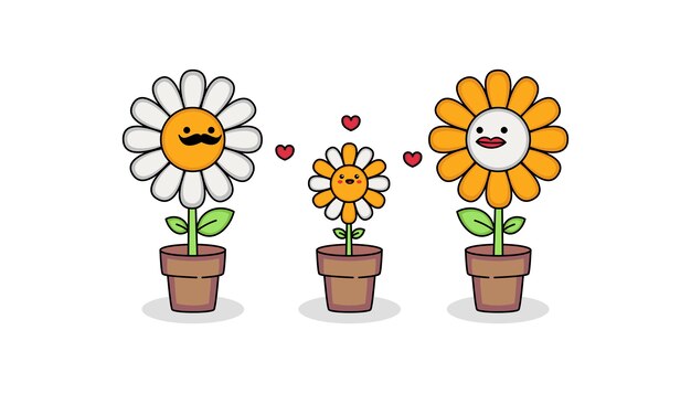 Premium Vector | Cute flower family cartoon character