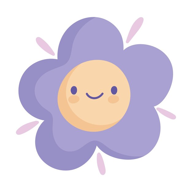 Vector cute flower hand drawn icon isolated