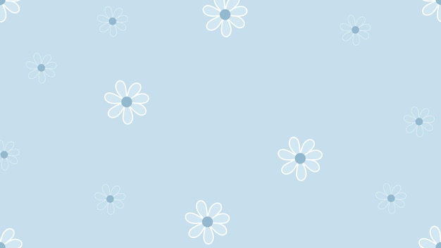 Vector cute flower pattern on blue background perfect for wallpaper backdrop postcard background