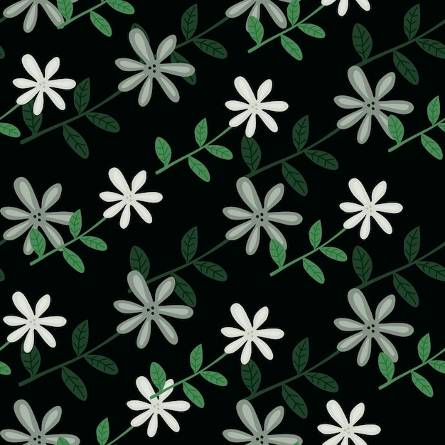 Cute flower seamless pattern naive art style hand drawn floral endless background