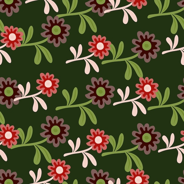 Cute flower seamless pattern in simple style Hand drawn floral endless background