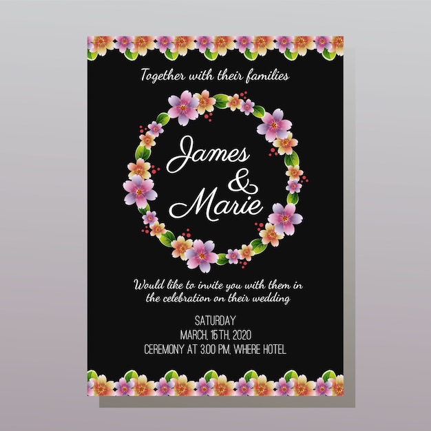 cute flower wedding invitation 