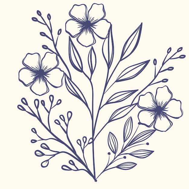 Vector cute flowers garden sketch