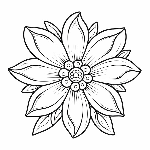 Cute flowers printable coloring page spring floral isolated on white background