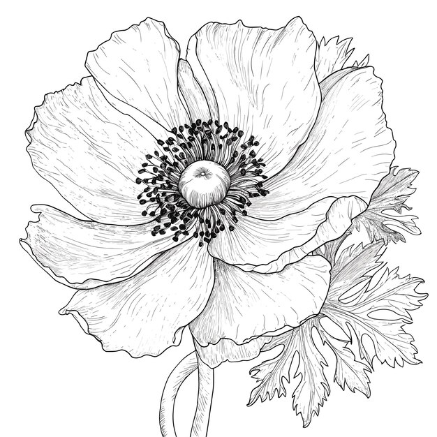 Cute flowers printable coloring page spring floral isolated on white background