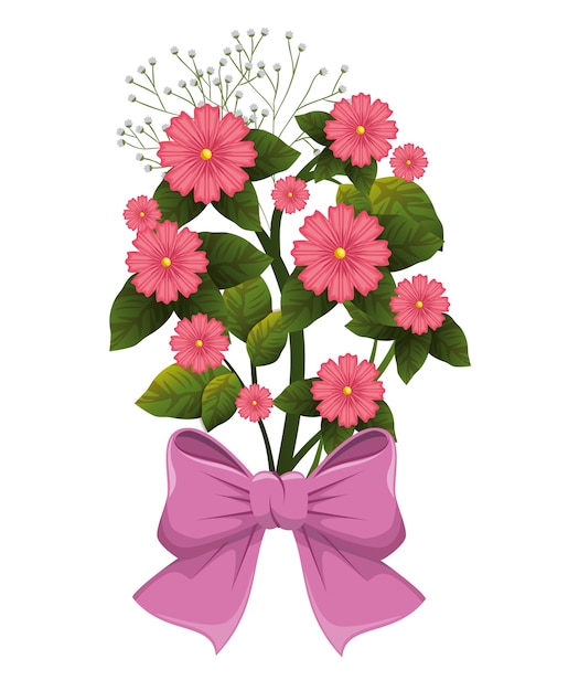 Vector cute flowers with bow