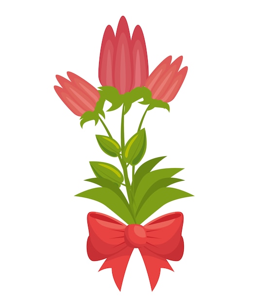 Vector cute flowers with bown