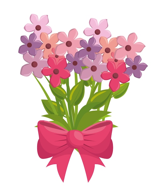 Vector cute flowers with bown