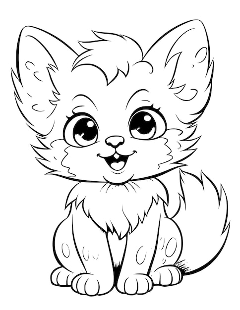 Vector cute fluffy coloring page drawing for kids