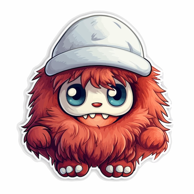 cute fluffy monster with a backwards cap