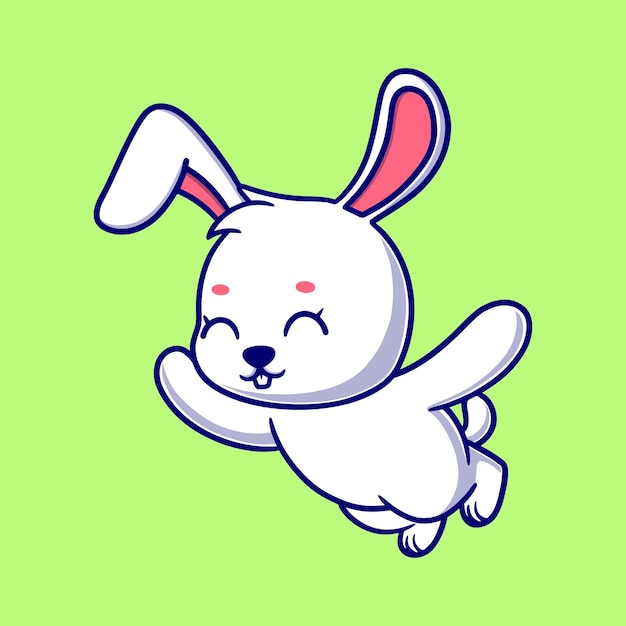 Cute fly bunny cartoon icon illustration