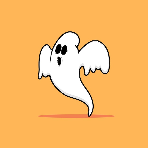 Cute Fly Ghost Cartoon Illustratie Art Geschikt voor clip art of sticker