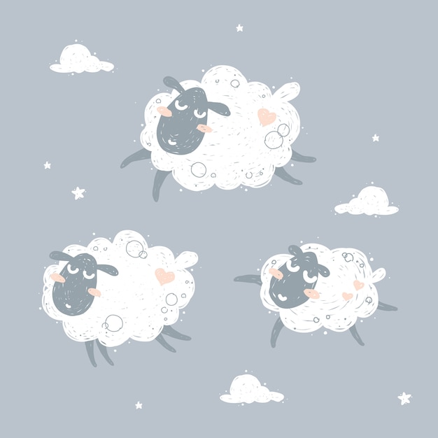 Симпатичные летающие овец и сновидения иллюстрации