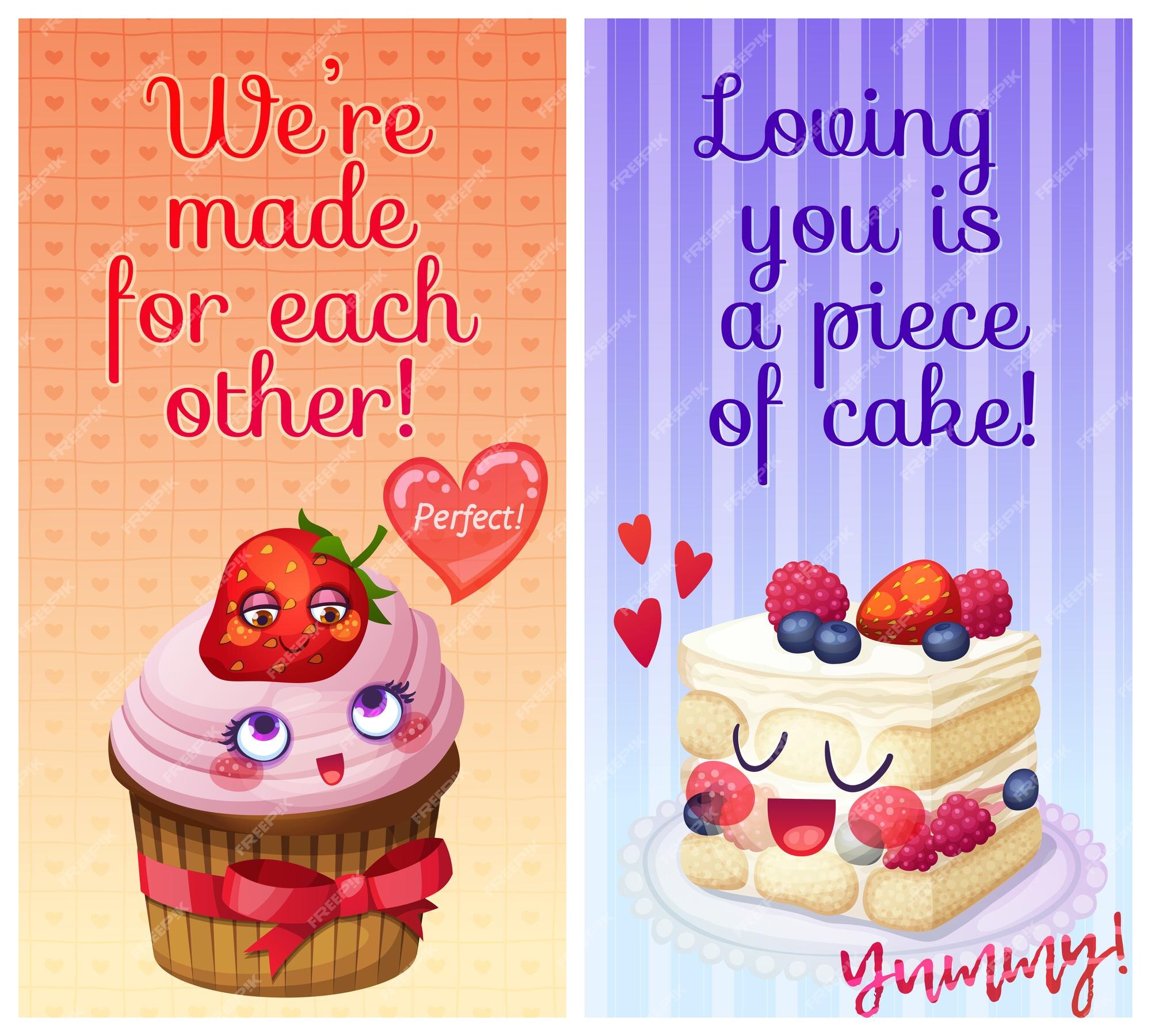 Premium Vector | Cute food characters with funny flirty quotes we ...