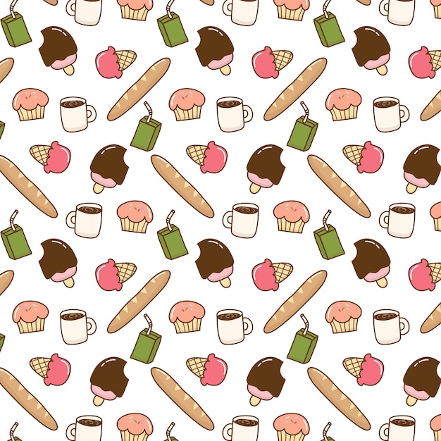 Cute food doodle pattern