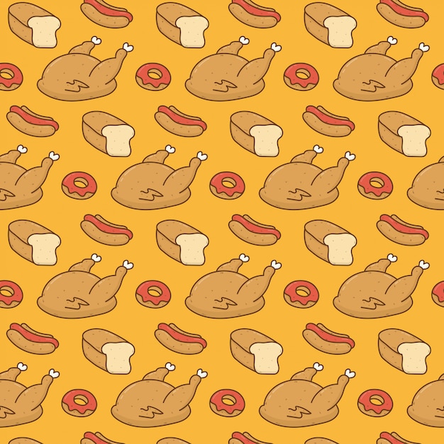 Cute food doodle pattern