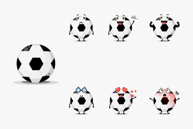 Cute football ball mascot set