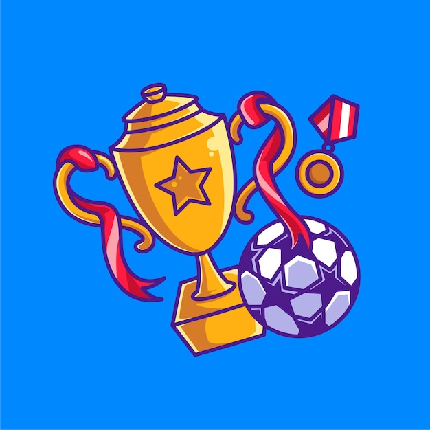 かわいいサッカーのトロフィーとメデルのアイコン