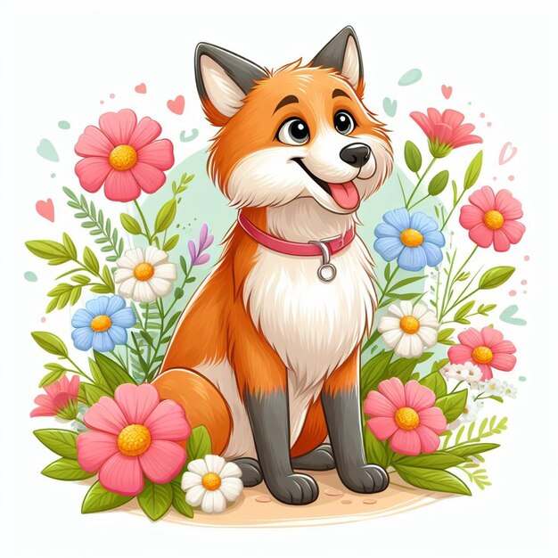 Cute Fox Animal cartoon Vector Style white background