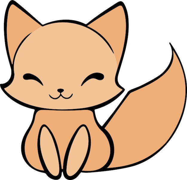 Cute fox cartoon fox clipart illustrazione vettoriale