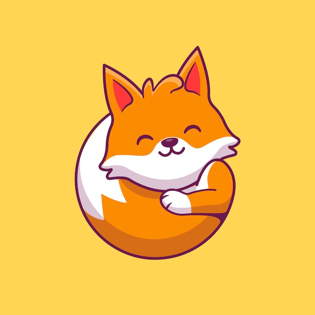 Cute fox cartoon   icon illustration. animal icon concept isolated  . flat cartoon style