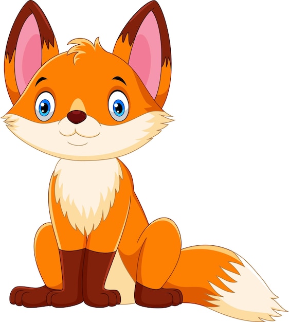 Cute fox cartoon isolated on white