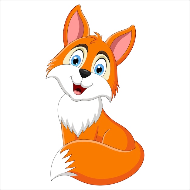 Vector cute fox cartoon sitting on white background