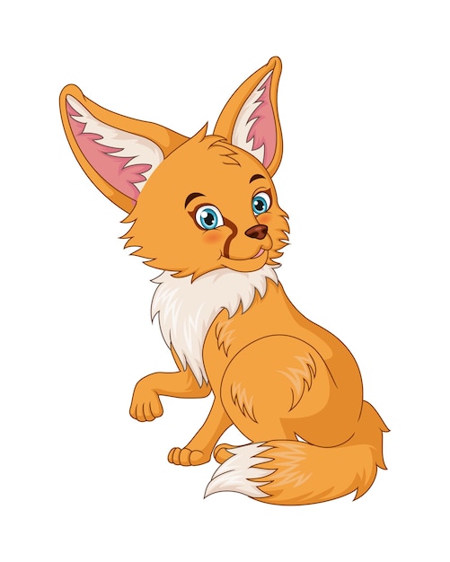 Cute fox cartoon on white background