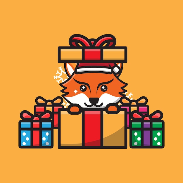 Cute fox celebrating christmas