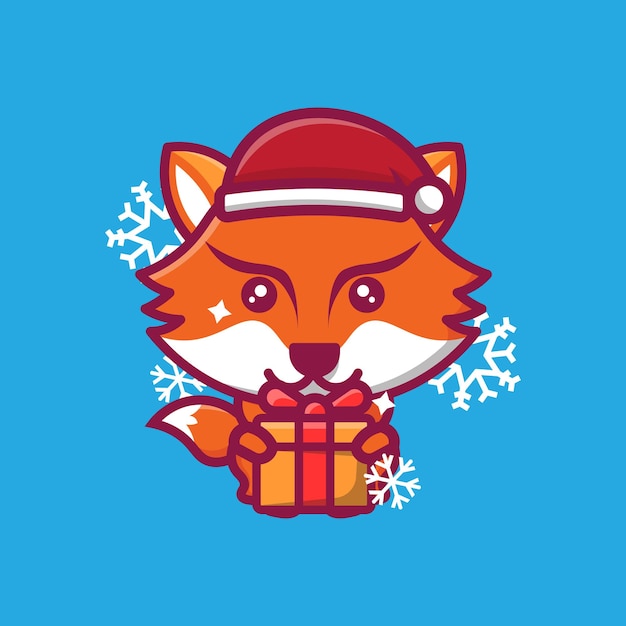 Cute fox celebrating christmas