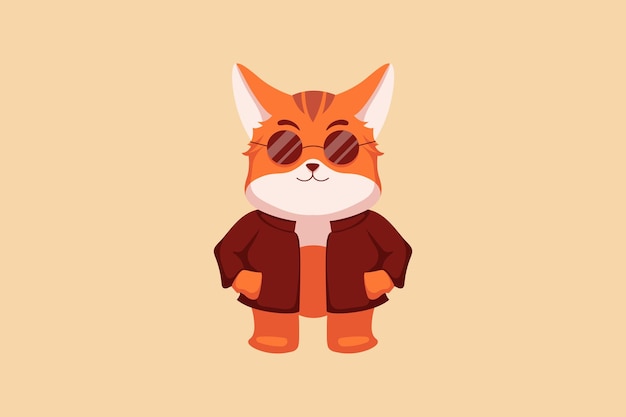 Cute Fox Character Design Illustration