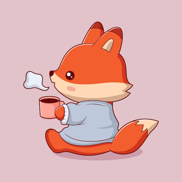 Cute Fox Character Design Illustration