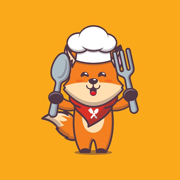 Cute fox chef illustration character