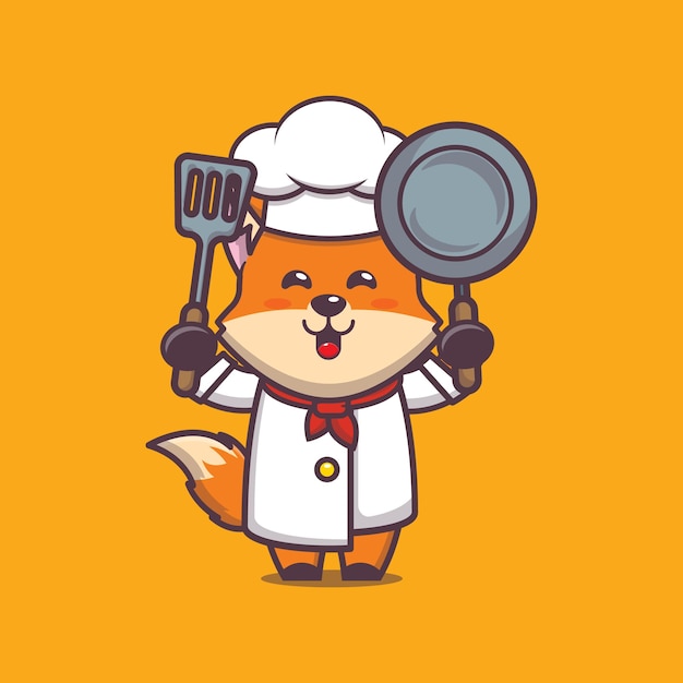 Cute fox chef illustration character