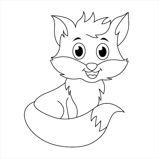 Vector cute fox coloring page cartoon fox illustration for children kawaii fox cub coloring book