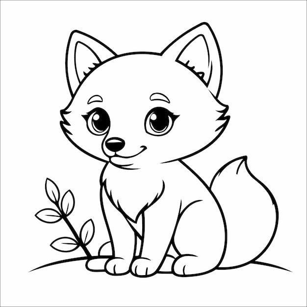 Cute Fox Coloring Page For Children