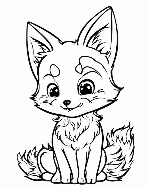 Vector cute fox coloring page line art