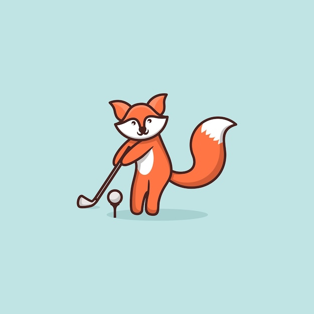 Vector cute fox  concept logo design