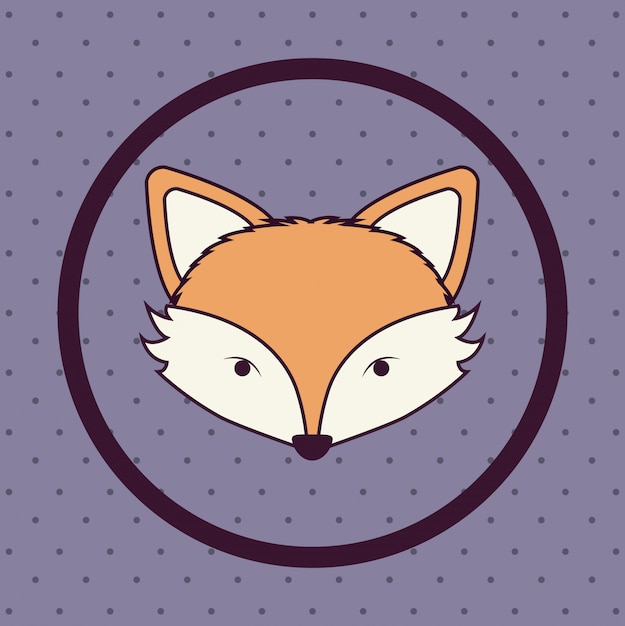 Vector cute fox face in flat cartoon style